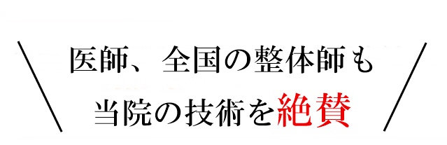 医師、全国の整体師が当院の技術を絶賛