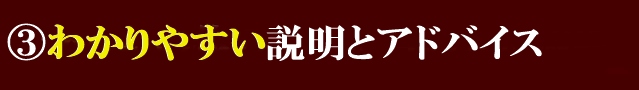 ③わかりやすい説明とアドバイス