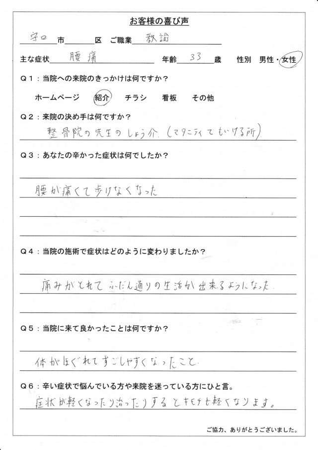 アンケート用紙