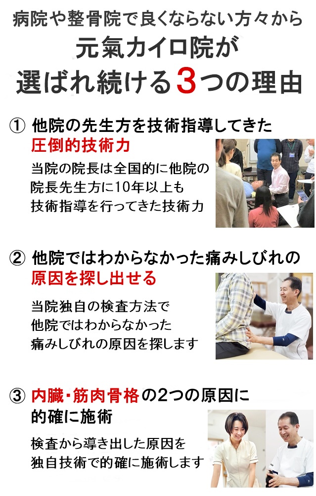 元氣カイロ院が選ばれ続ける3つの理由